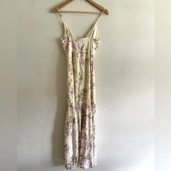 Majorelle Yellow Pink Floral Curtain Hem Boho Dress Size XS - Picture 4 of 7